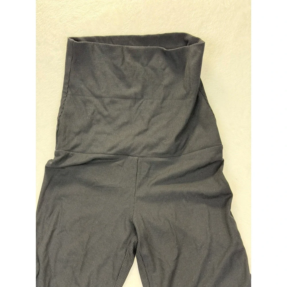 SKIMS Soft Lounge Fold Over Pant Onyx Black Ribbed Flare AN-P-LPT-1171 XS NEW